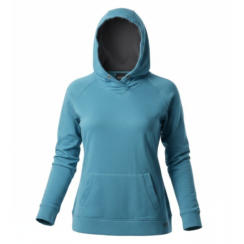 Roots Active Womens Lightweight Pullover Hoodie Blue Teal V-Neck Size S 378156